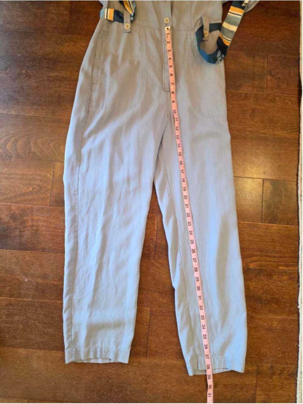 Los Angeles Atelier & Other Stories Light Blue Jumpsuit with Navy Floral Belt 6 - Picture 7 of 10